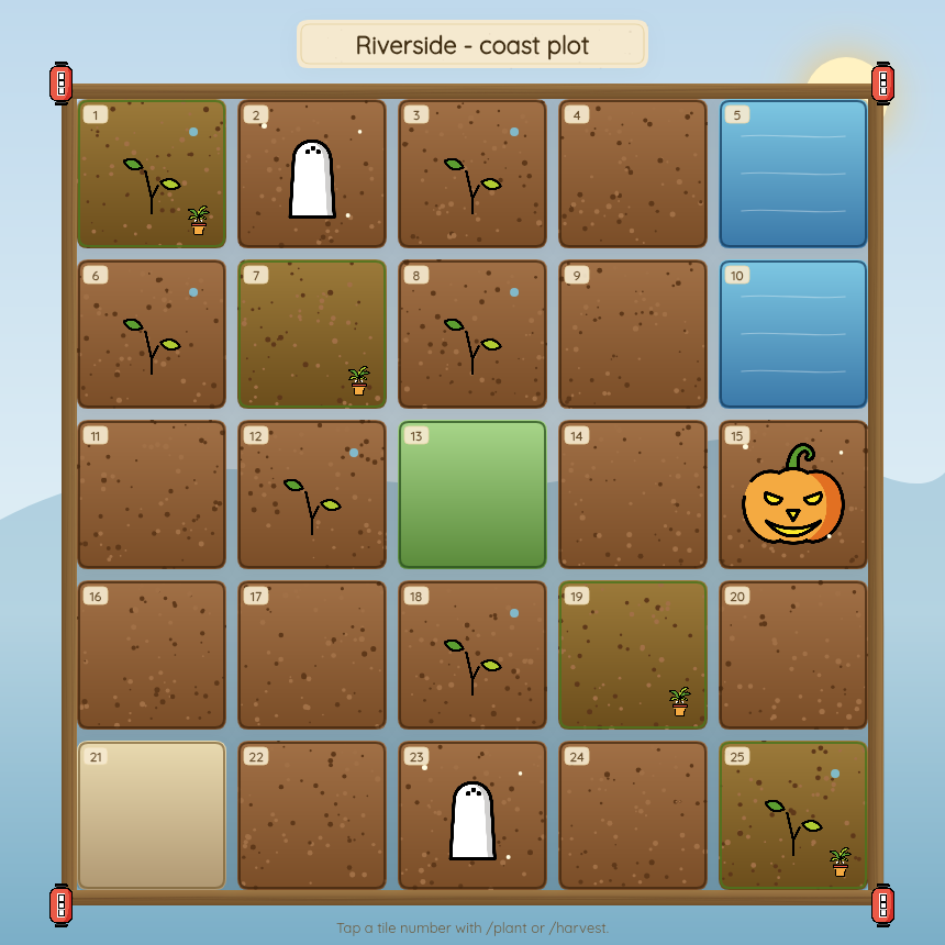 v1.5 plot expansion to 5x5 with water and garden tiles