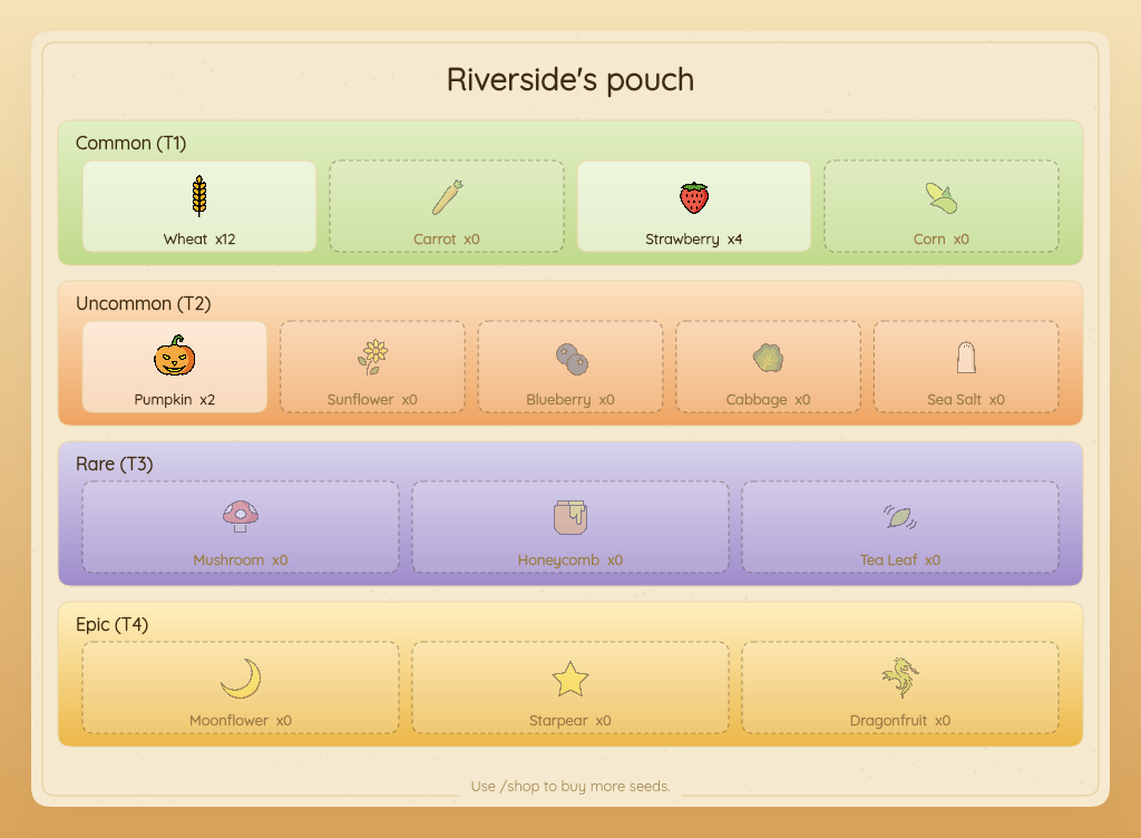 v1.5 inventory with harvested crops and fish stacks